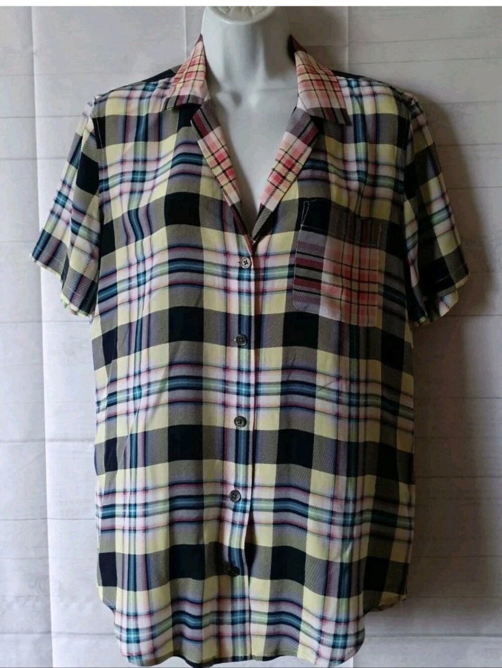 Equipment Silk Button Front Plaid Signature Top 210.00